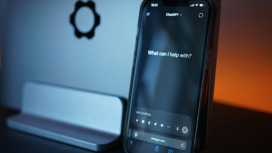 Smartphone Displaying AI Chat Interface