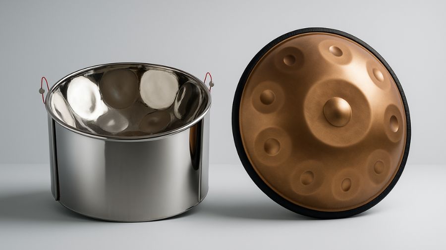 Steel Drum from Trinidad and Tobago alongside handpan