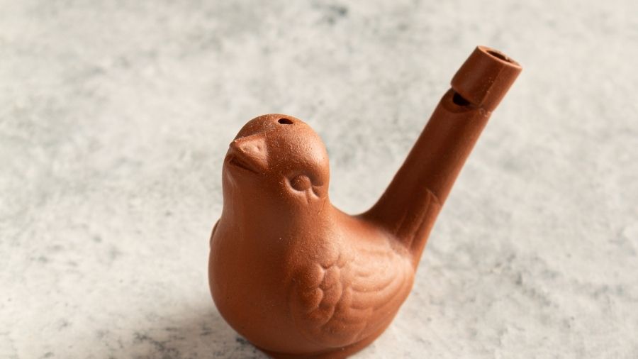 Unpainted clay bird whistle