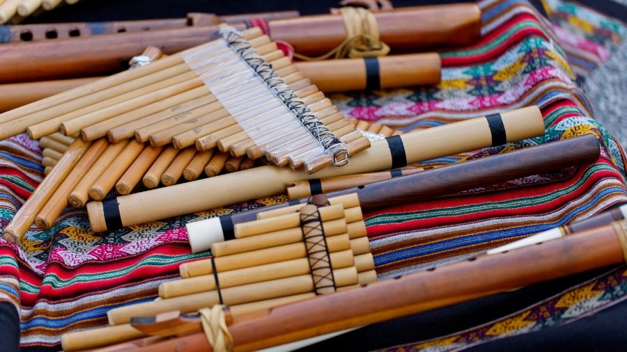 Traditional Peruvian bamboo panpipes