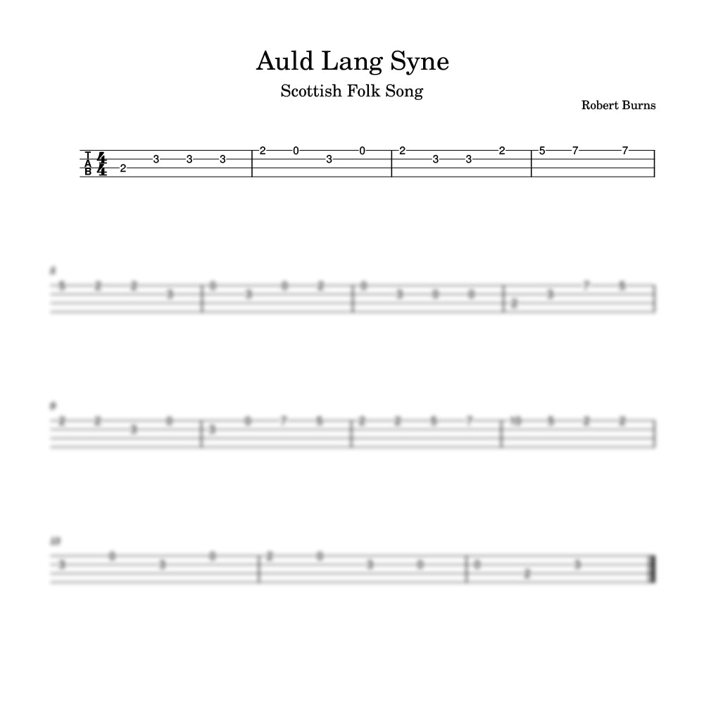 Auld Lang Syne ukulele sheet music preview
