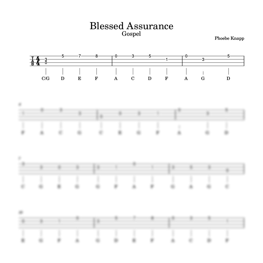 Blessed Assurance ukulele tab preview