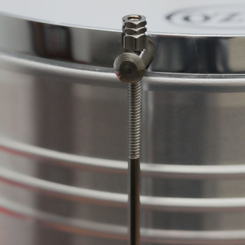 close up of snare drum tuning