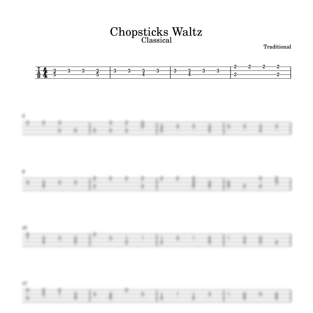 Chopsticks Waltz ukulele tab preview