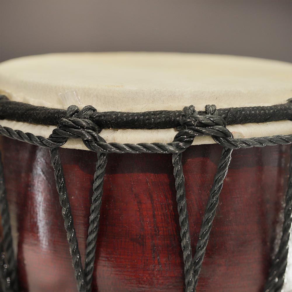 Close up of the rope ties on the djembe drum head