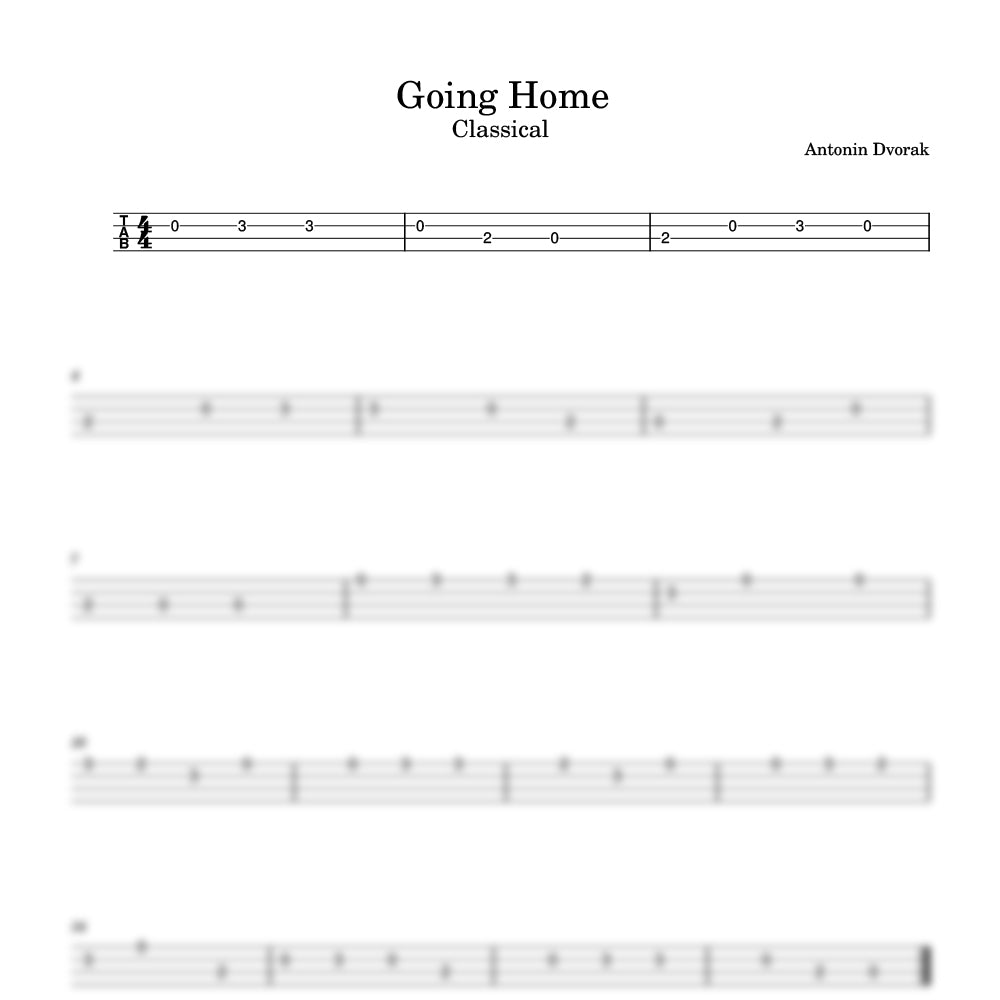 Dvorak Going Home ukulele tab preview