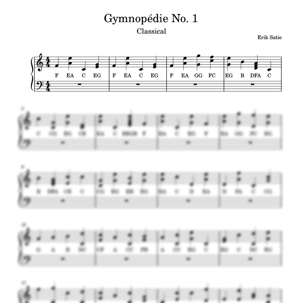Gymnopedie Erik Satie sheet music