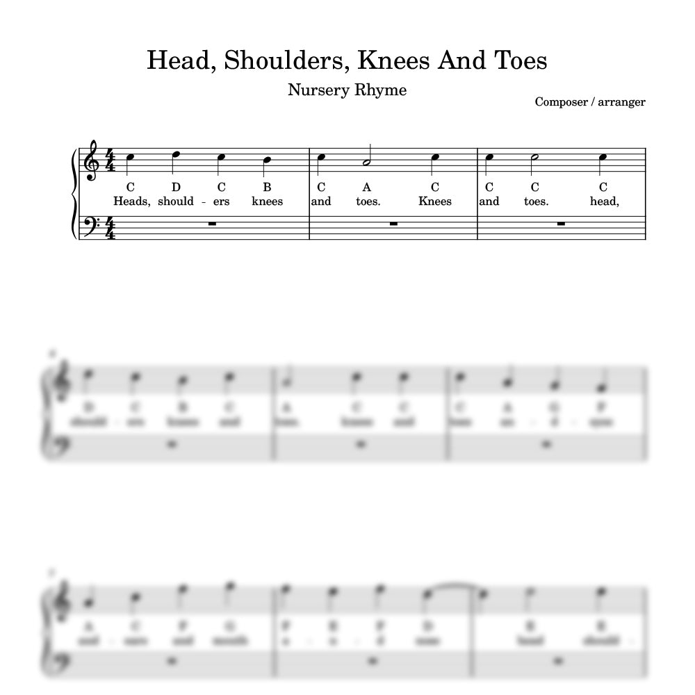 Head Shoulders Knees & Toes sheet music