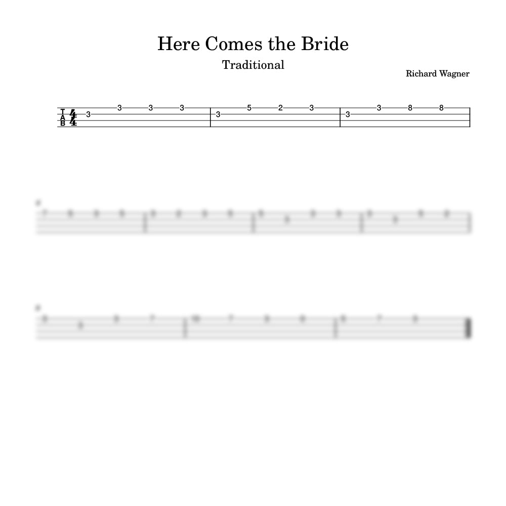 Here comes the bride ukulele tab preview