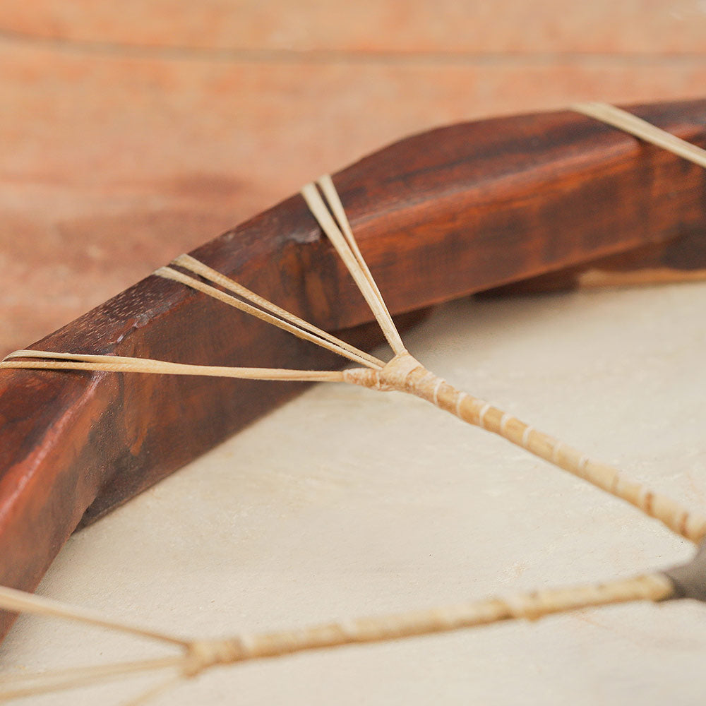 wooden outside of shamanic drum