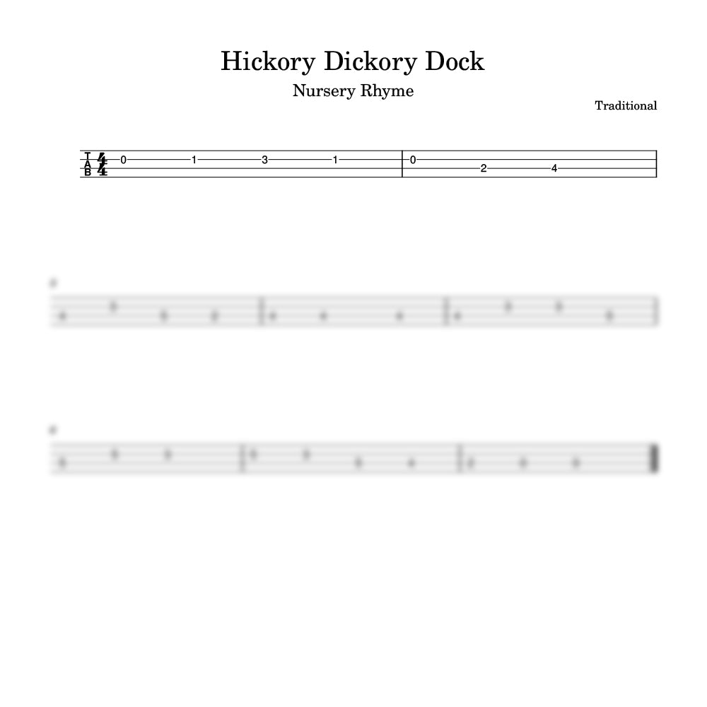 Hickory dickory dock ukulele tab preview