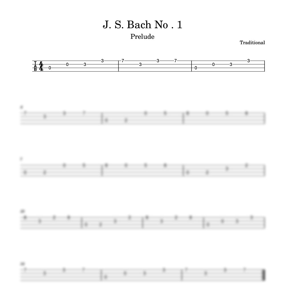 Sheet music for J. S. Bach No. 1 Prelude with musical notation and clef symbols.