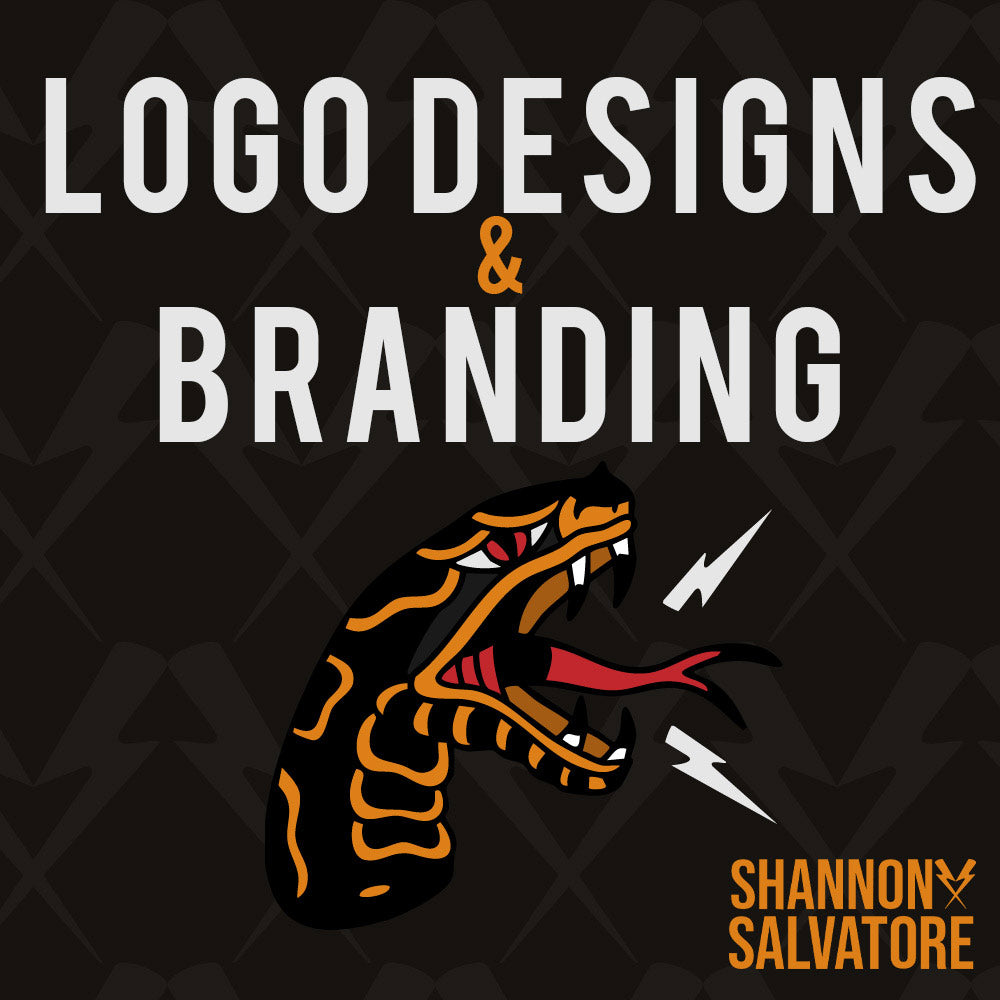 Logo designs  and branding with white typograhy by shannon Salvatore