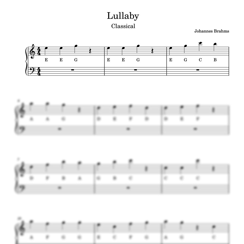 brahms lullaby sheet music preview