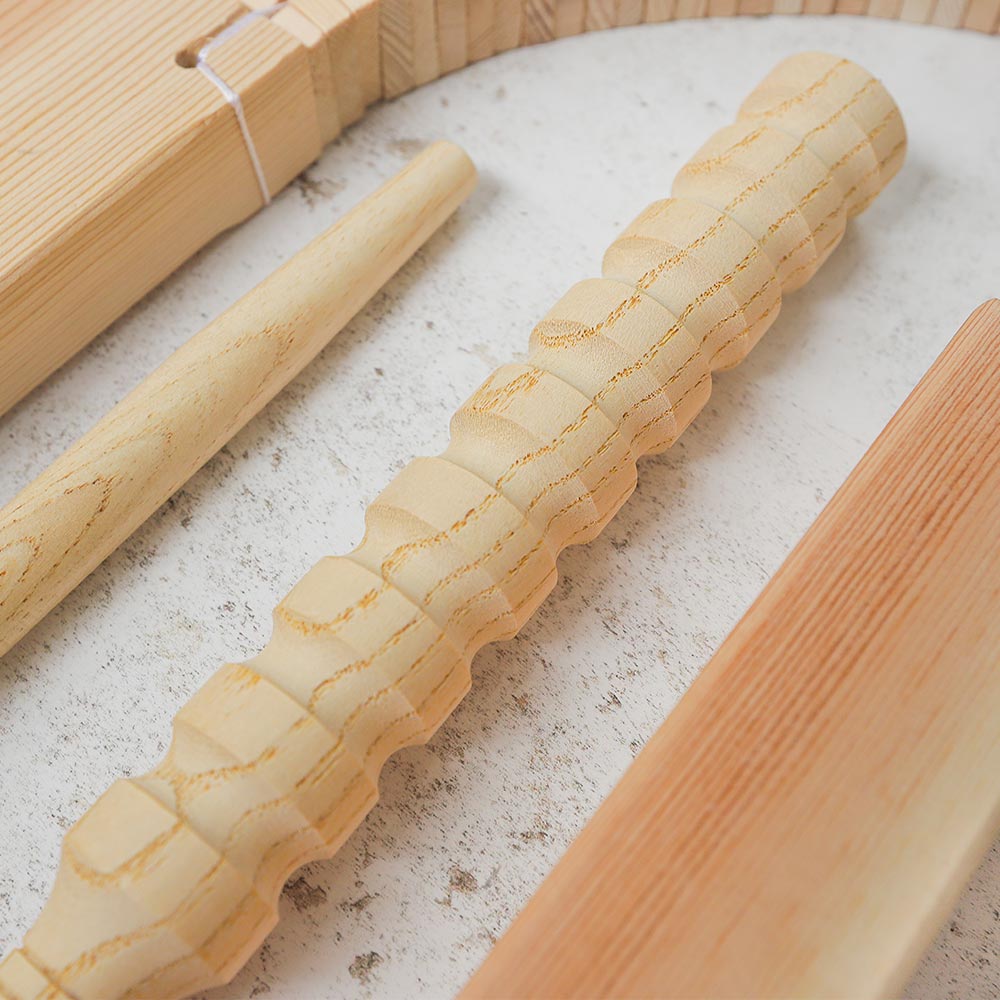 Close up of the Matsu Guiro wooden Scraping instrument