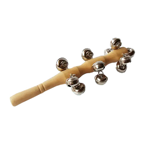 separate bells on wooden stick