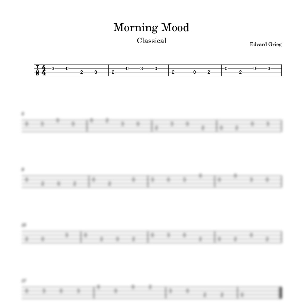 Sheet music for 'Morning Mood' by Edvard Grieg with musical notation and clef symbols.