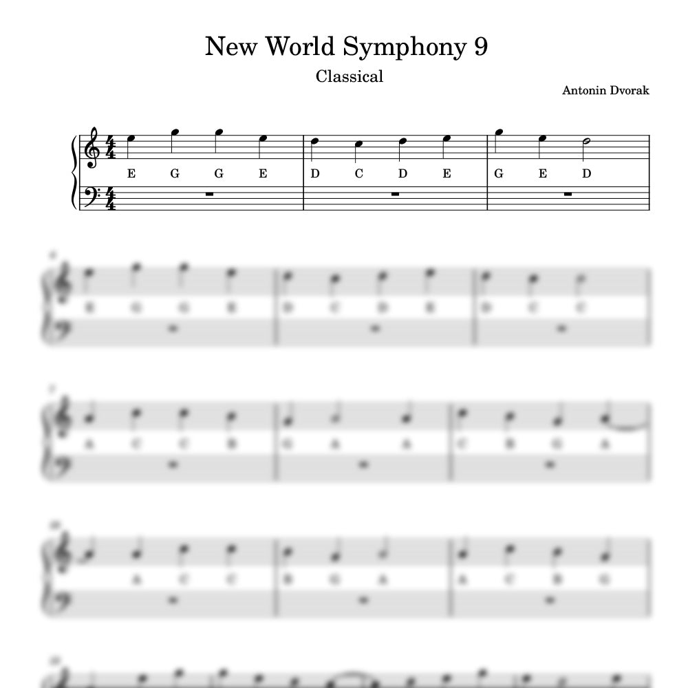 Antonin Dvorak New World sheet music
