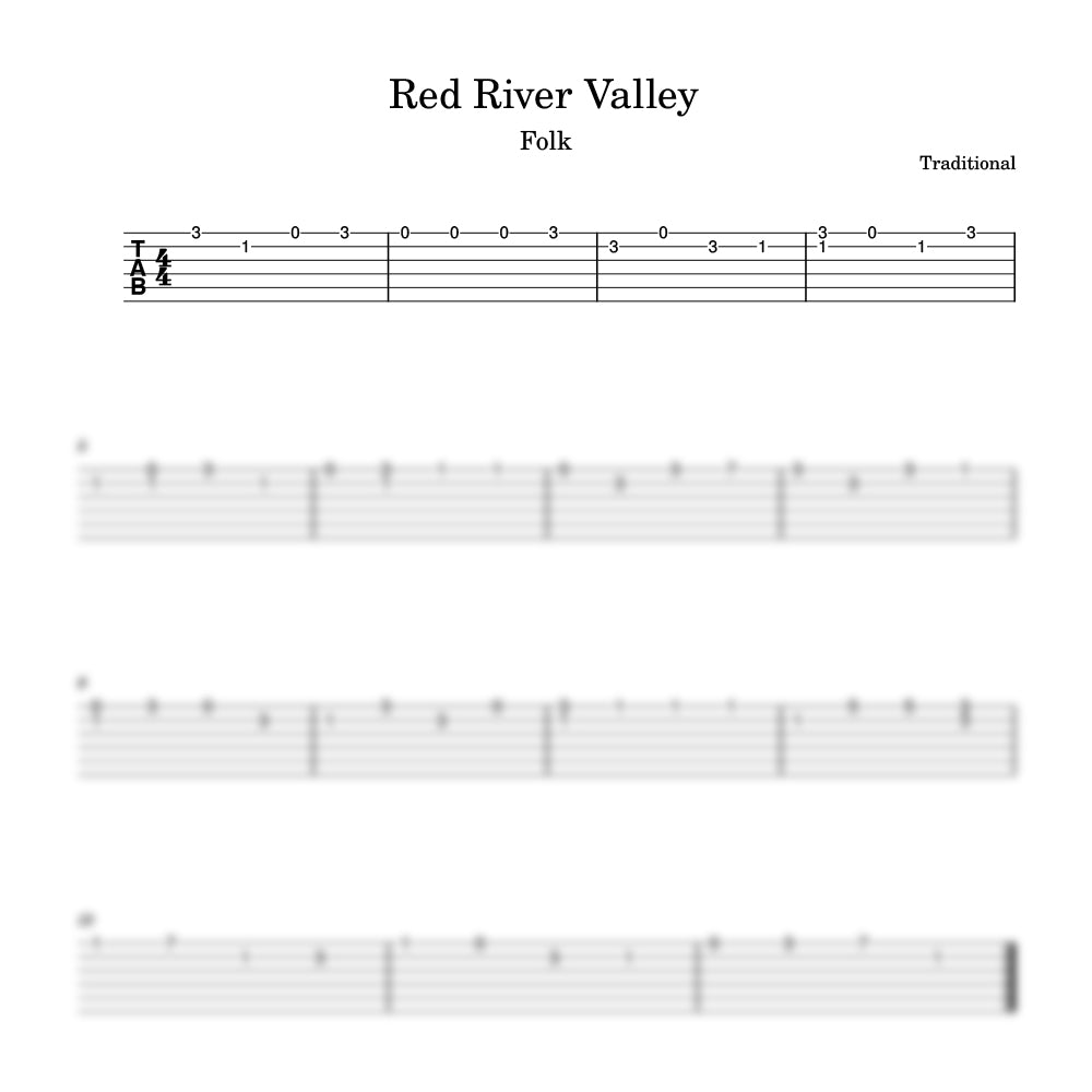 Red River Valley guitar tab preveiw
