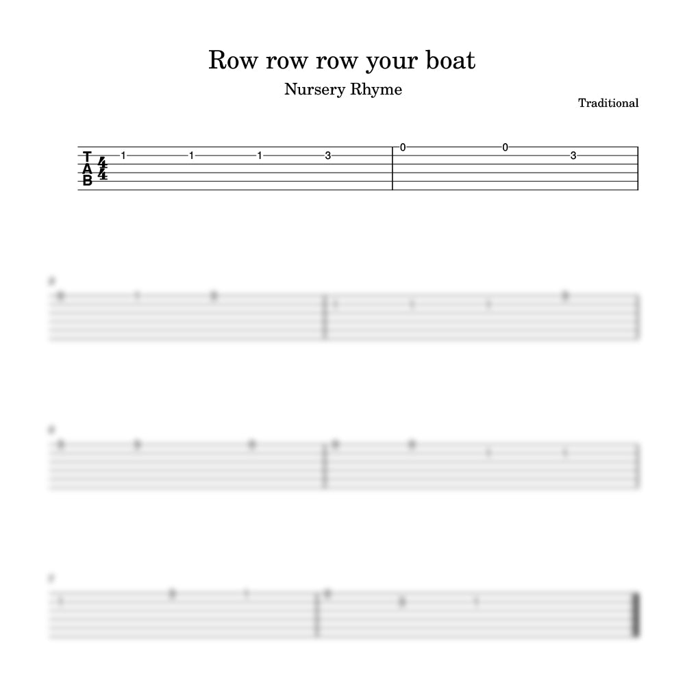 Sheet music for the nursery rhyme 'Row row row your boat' with musical notation.