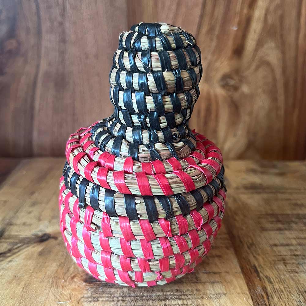 Small African Basket Pot Black and Red