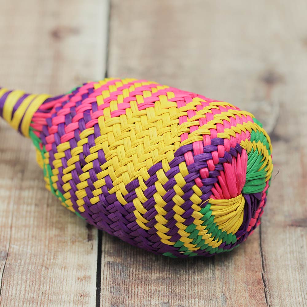 Close-up of the shaker instrument part of the Sonajas rattle, highlighting the rattling components.