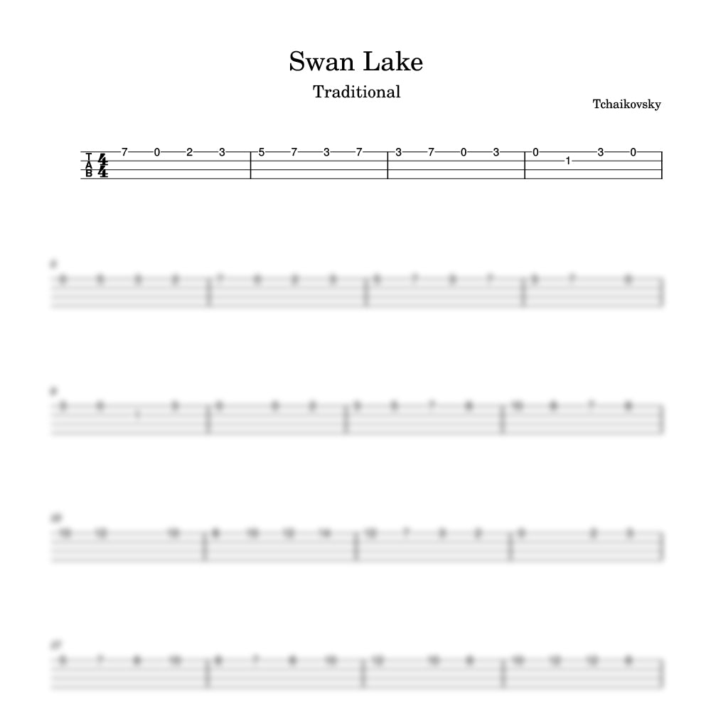 Sheet music for 'Swan Lake' by Tchaikovsky with musical notation.