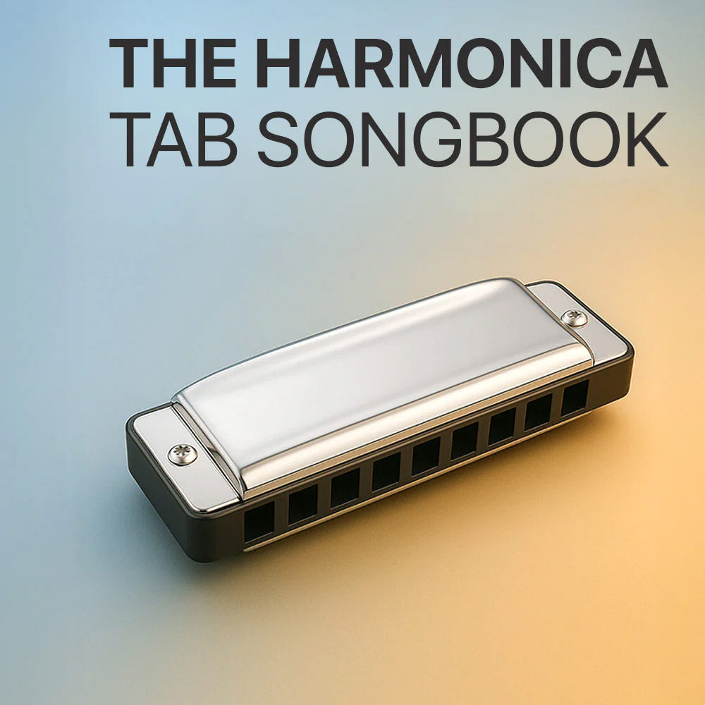 Harmonica on a gradient background with text 'The Harmonica Tab Songbook'