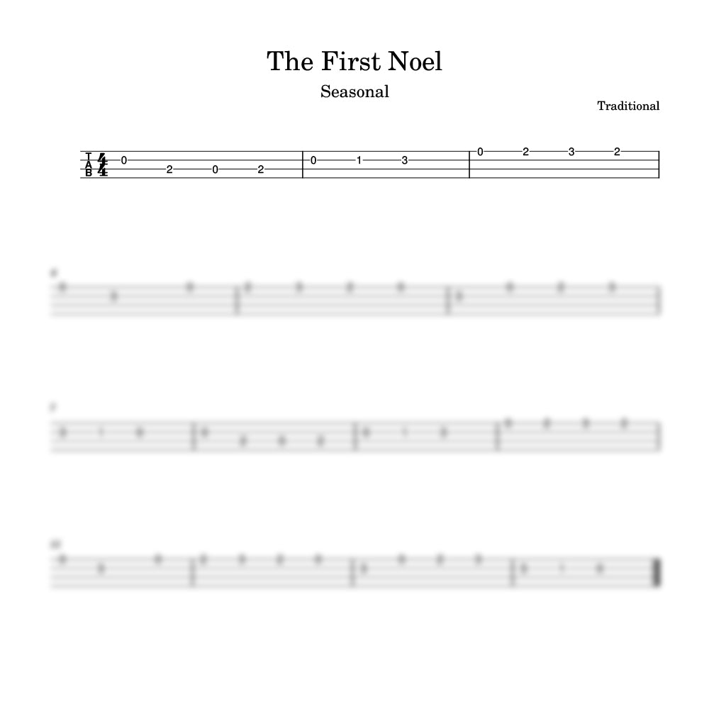 Sheet music for 'The First Noel' with staff notation and clef indicators.