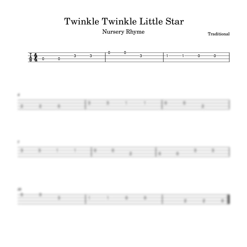 Sheet music for 'Twinkle Twinkle Little Star' with a staff.
