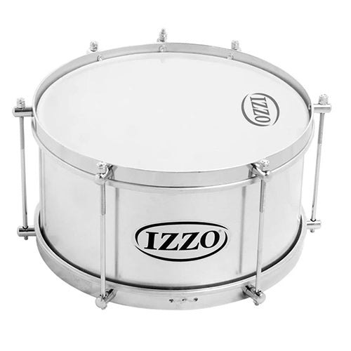small Brazilian aluminium izzo Caixa samba drum standing.