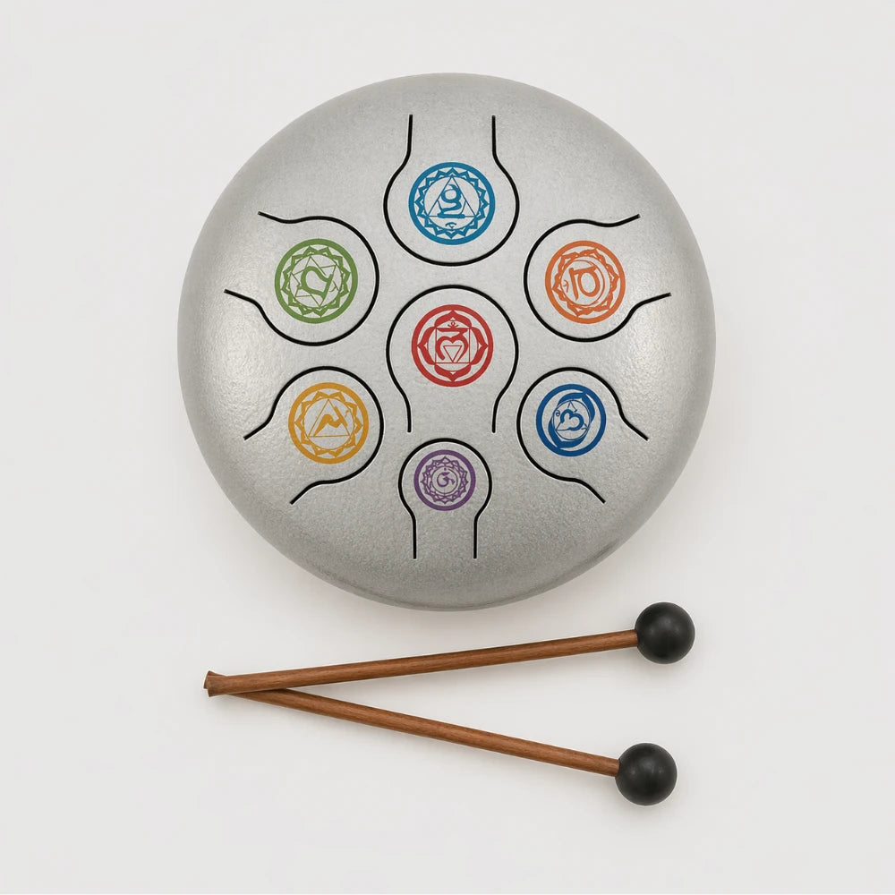 Chakra handpan drum with beaters