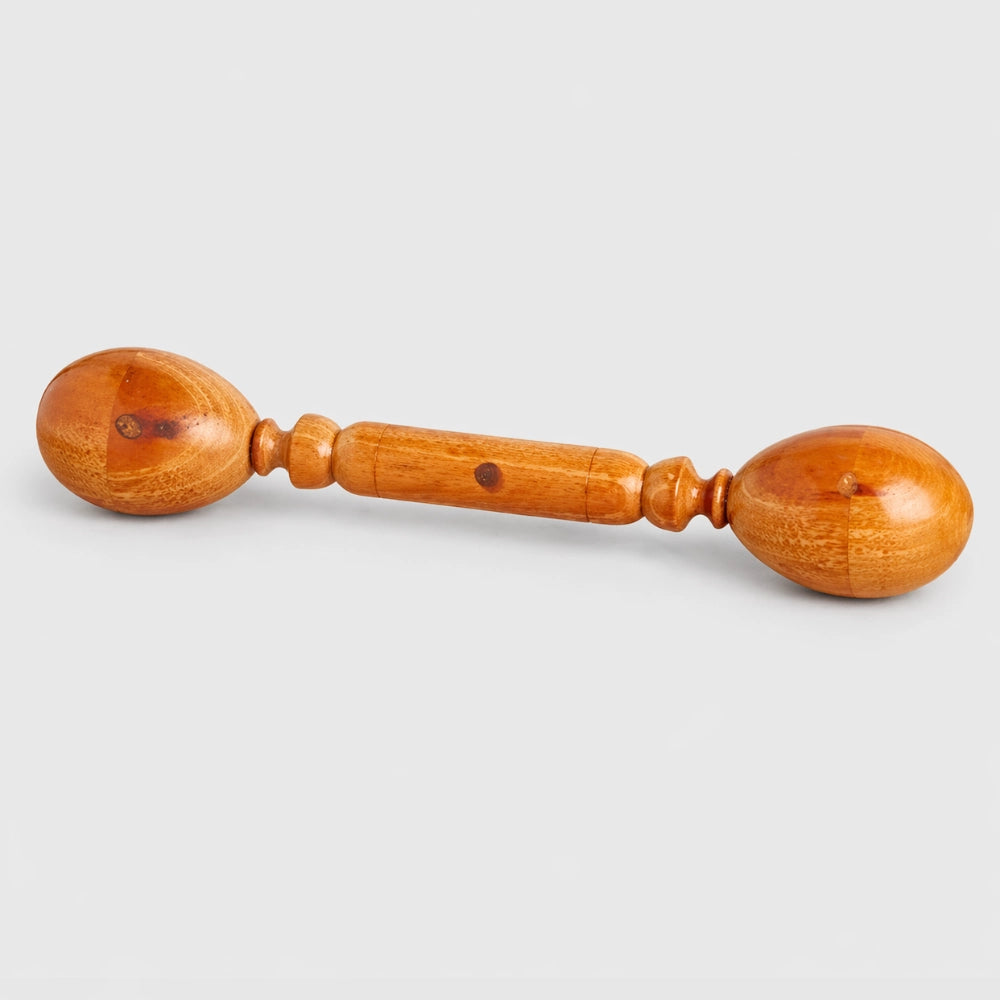 Solid wood double egg shaker instrument