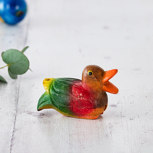 colourful wooden duck flute