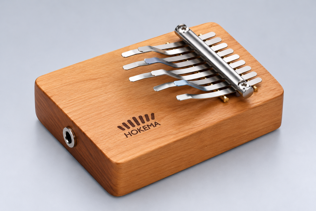 Hokema B9 Electro Kalimba on light silver-grey background; illustrative image requires comparison with supplier photo