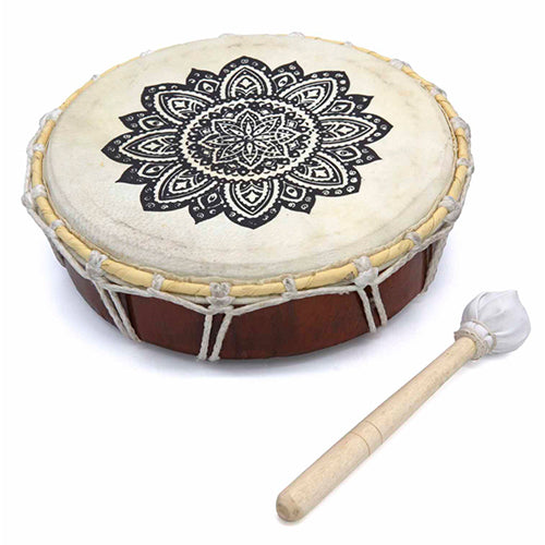 Shamanic drum with intricate mandala design