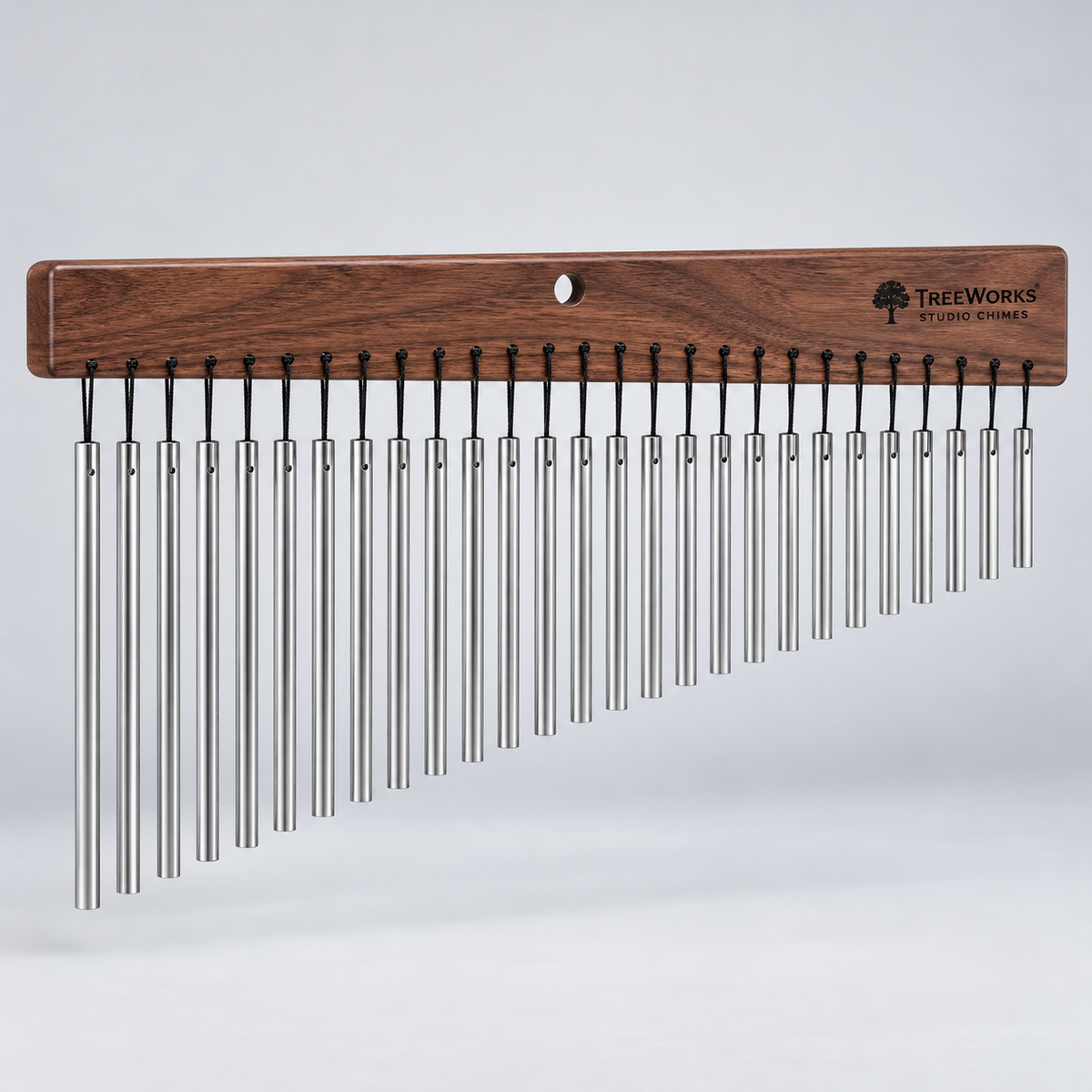 TreeWorks 28-bar Studio Chime on a light silver-grey background