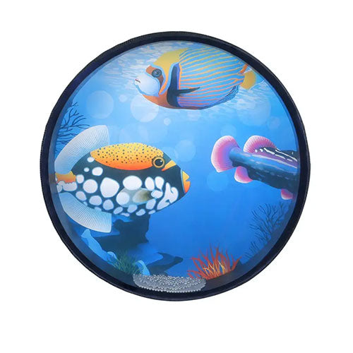 Ocean drum with fish design and metal beads