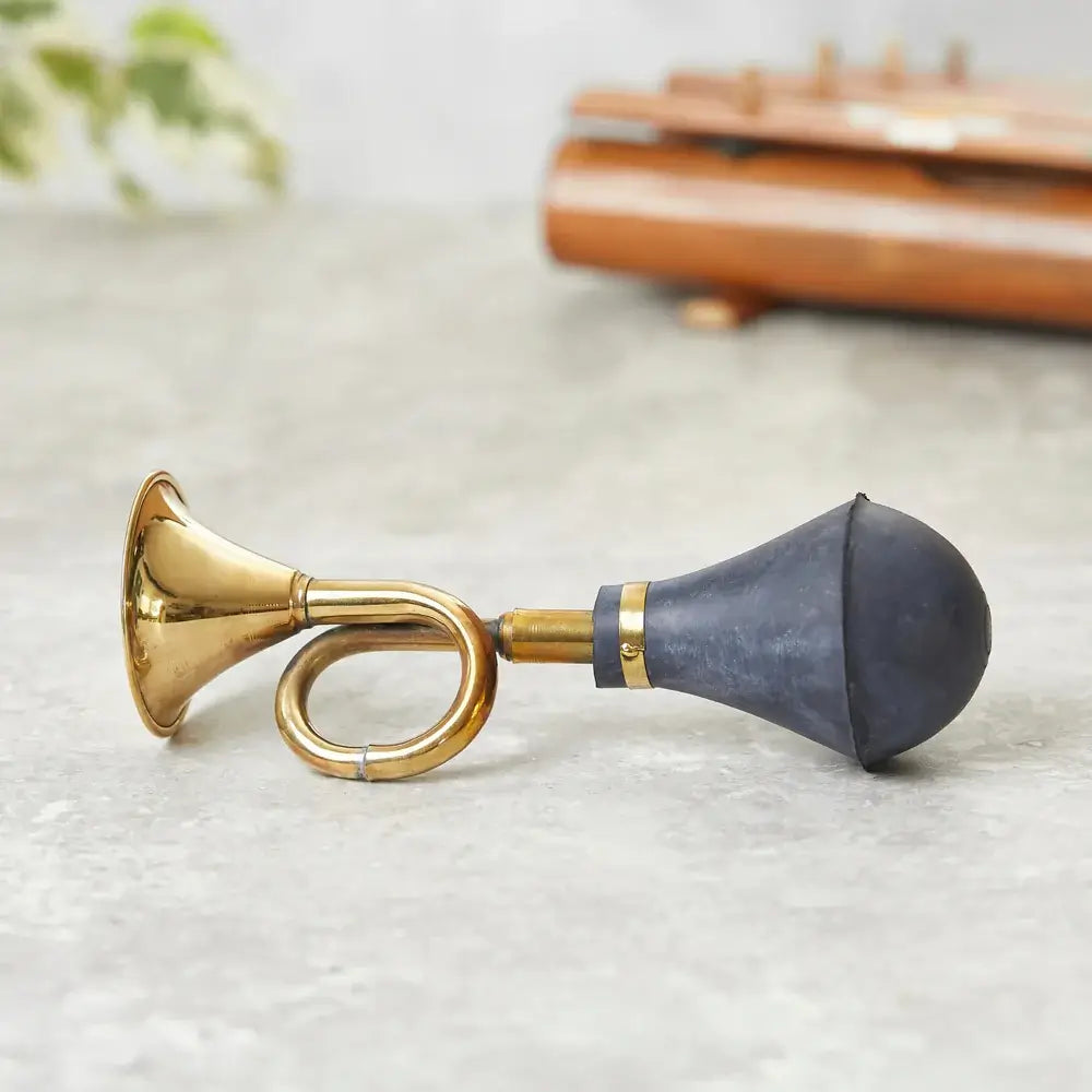 Brass and natural rubber vintage horn from india