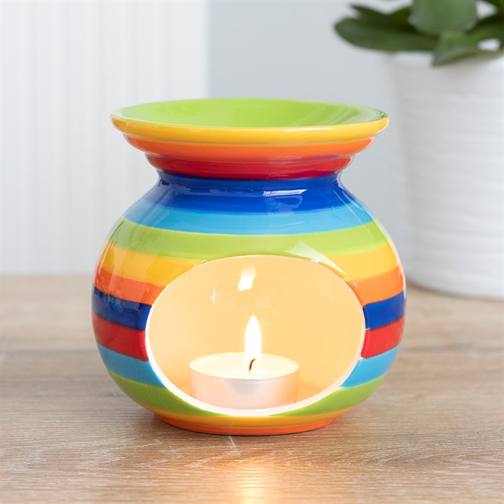 rainbow design oil burner with candle light