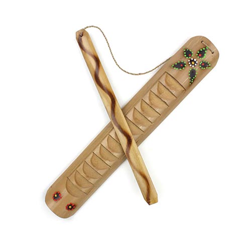 hand painted bamboo guiro rasp with stick
