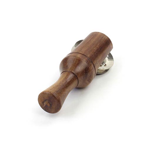 Indian taal shaker with solid wood handle and metal bells