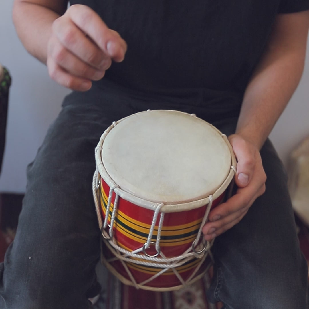 dholak drum red and yellow sound demonstration