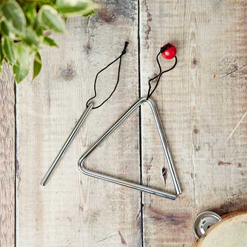 triangle music instrument with holder and beater