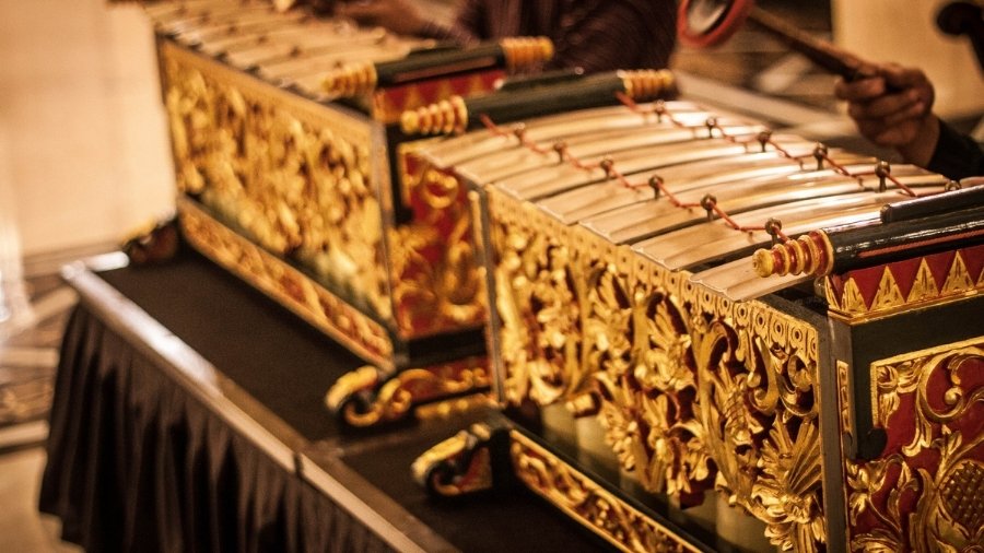 Two Gold 7-Note Balinese Gamelan