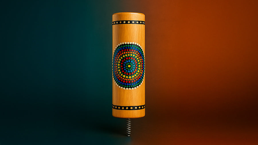Bamboo Thunder drum with cool and warm gradient background