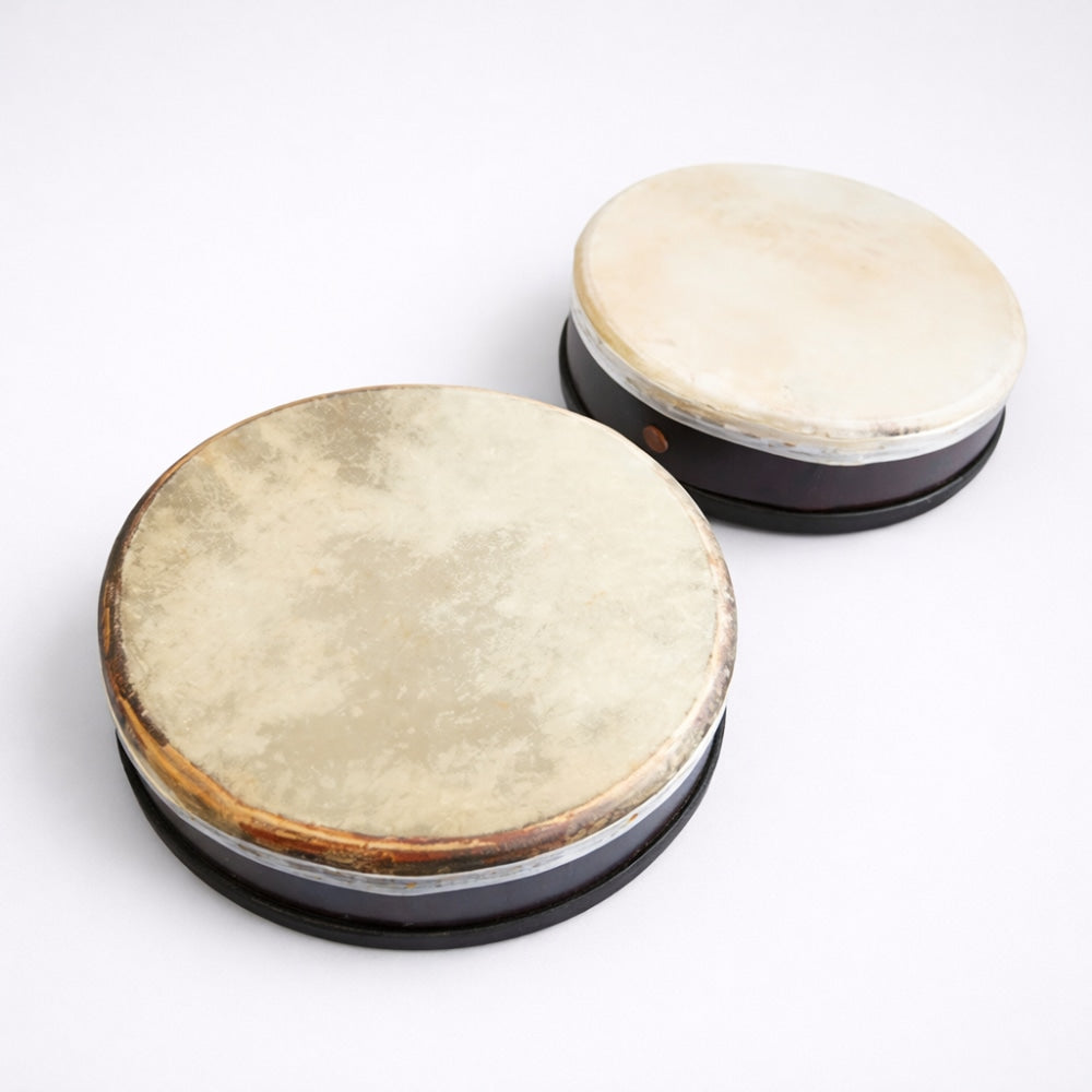 African Ngoma Bongo Drums on studio grey background