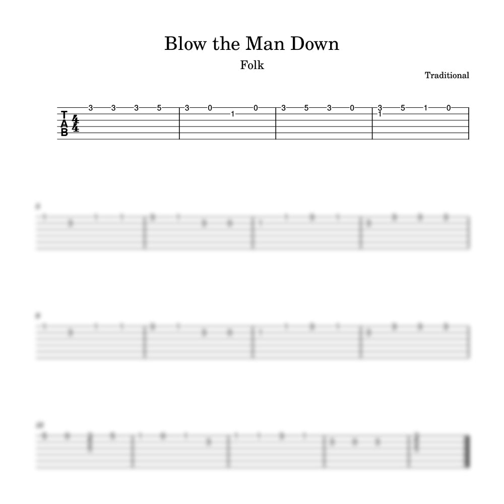 Blow the man down guitar tab preview 
