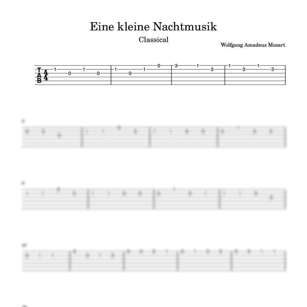 Wolfgang Amadeus Mozart guitar tab