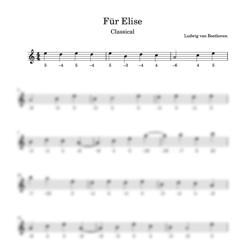 Sheet music for 'Für Elise' by Ludwig van Beethoven with musical notation and tempo indication.